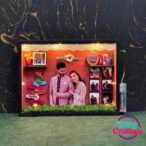 Personalized Anniversary Shadow Box with glowing lights and heartfelt messages for couples