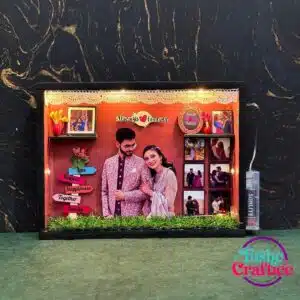 Personalized Anniversary Shadow Box with glowing lights and heartfelt messages for couples