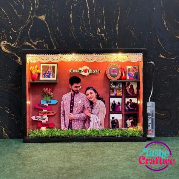 Personalized Anniversary Shadow Box with glowing lights and heartfelt messages for couples
