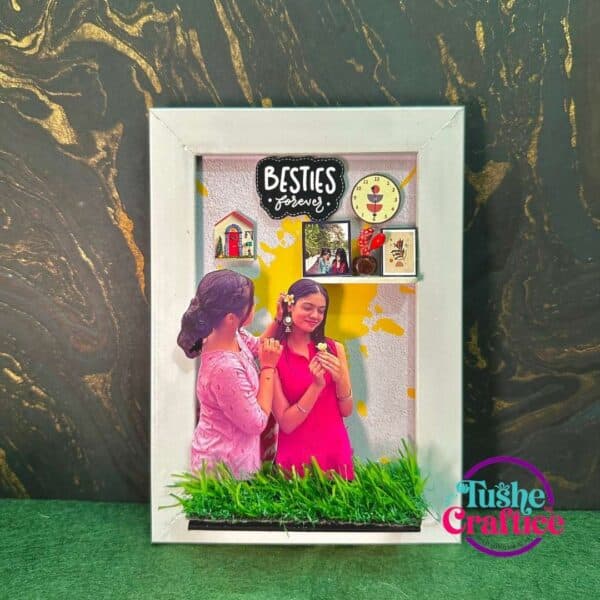 4x6 inch fiber frame for best friend with photo and decorative grass
