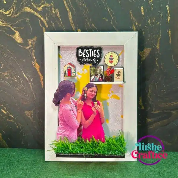 4x6 inch fiber frame for best friend with photo and decorative grass