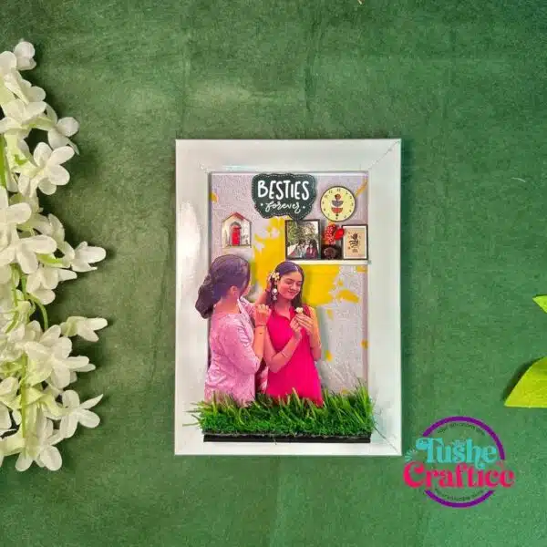 Handmade best friend gift frame with colorful background and friendship theme