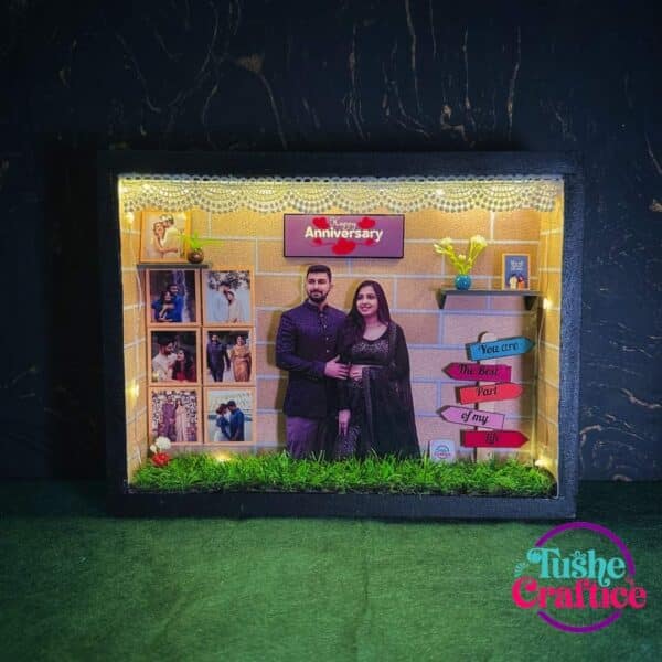 Anniversary Shadow Box with glowing lights and personalized messages
