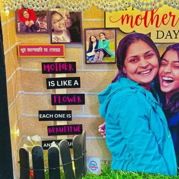 personalized mother's day shadow box with glowing lights and heartfelt messages
