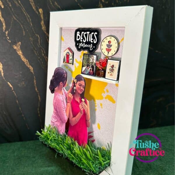 Handmade best friend gift frame with colorful background and friendship theme