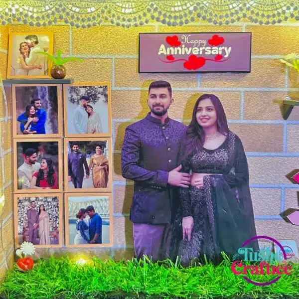 Anniversary Shadow Box with glowing lights and personalized messages