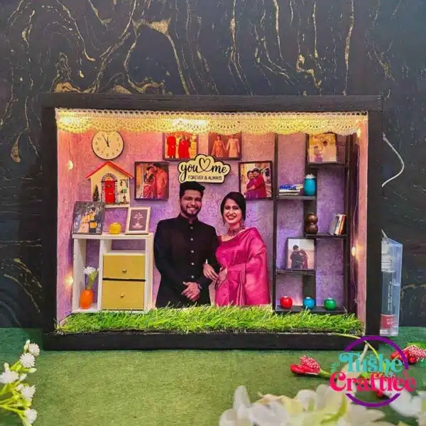 Personalized Anniversary & Birthday Shadow Box with glowing lights and heartfelt messages