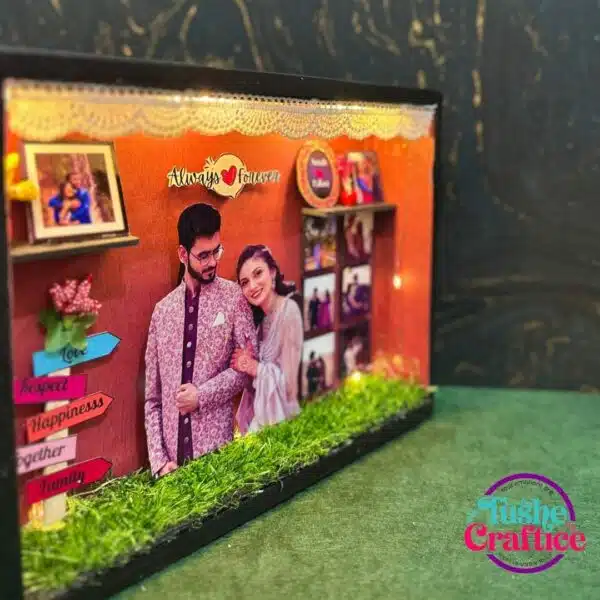Personalized Anniversary Shadow Box with glowing lights and heartfelt messages for couples