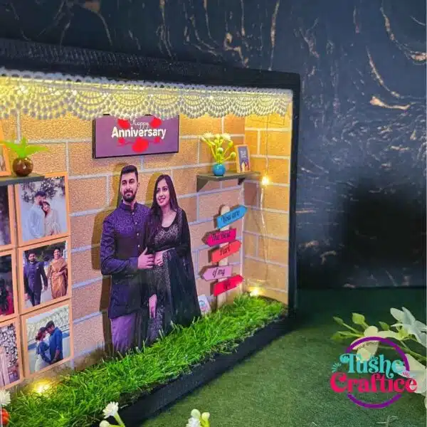 Anniversary Shadow Box with glowing lights and personalized messages