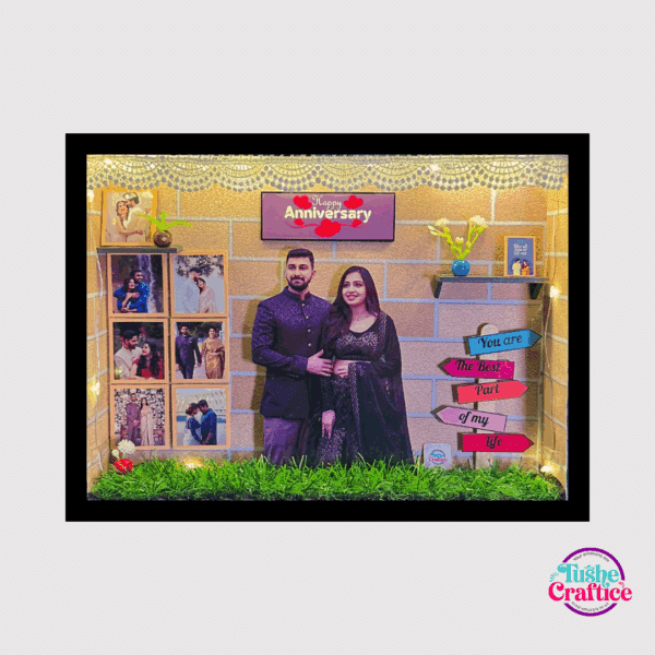 Anniversary Shadow Box with glowing lights and personalized messages