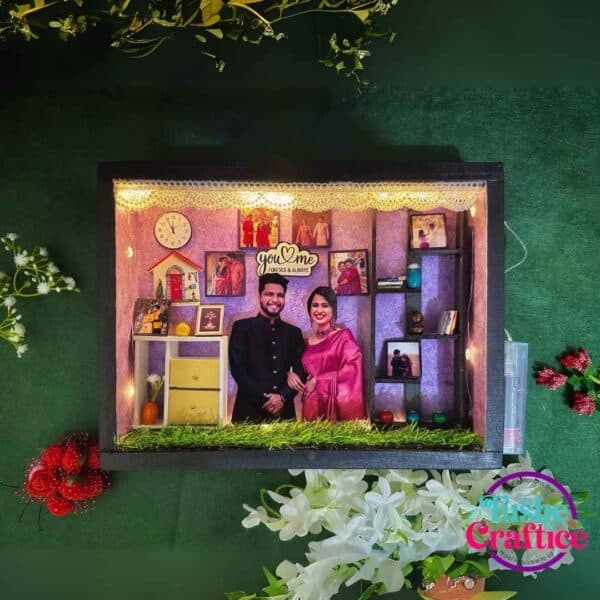 Personalized Anniversary & Birthday Shadow Box with glowing lights and heartfelt messages