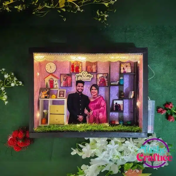 Personalized Anniversary & Birthday Shadow Box with glowing lights and heartfelt messages
