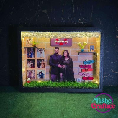 Anniversary Shadow Box with glowing lights and personalized messages