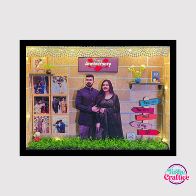 Anniversary Shadow Box with glowing lights and personalized messages